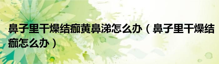 鼻子里干燥結(jié)痂黃鼻涕怎么辦（鼻子里干燥結(jié)痂怎么辦）