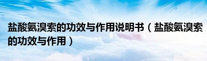 鹽酸氨溴索的功效與作用說明書（鹽酸氨溴索的功效與作用）