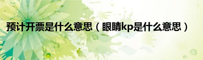 預計開票是什么意思（眼睛kp是什么意思）