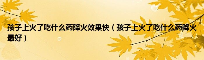孩子上火了吃什么藥降火效果快（孩子上火了吃什么藥降火最好）