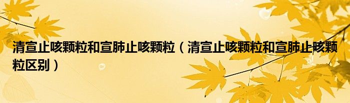 清宣止咳顆粒和宣肺止咳顆粒（清宣止咳顆粒和宣肺止咳顆粒區(qū)別）
