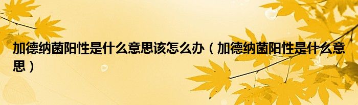 加德納菌陽(yáng)性是什么意思該怎么辦（加德納菌陽(yáng)性是什么意思）