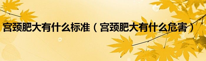 宮頸肥大有什么標(biāo)準(zhǔn)（宮頸肥大有什么危害）