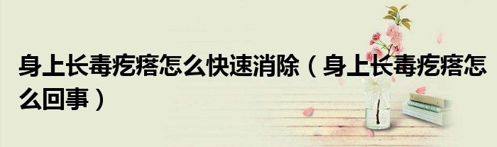 身上長(zhǎng)毒疙瘩怎么快速消除（身上長(zhǎng)毒疙瘩怎么回事）