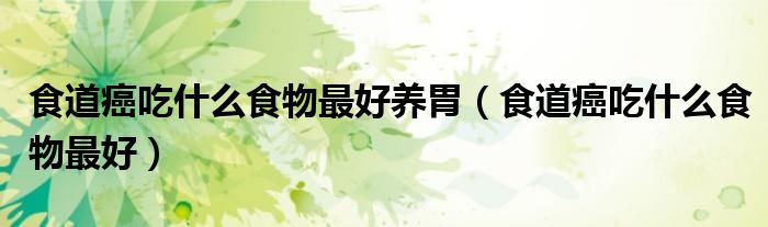 食道癌吃什么食物最好養(yǎng)胃（食道癌吃什么食物最好）