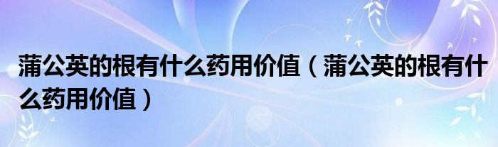 蒲公英的根有什么藥用價值（蒲公英的根有什么藥用價值）