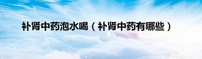 補腎中藥泡水喝（補腎中藥有哪些）