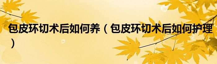包皮環(huán)切術(shù)后如何養(yǎng)（包皮環(huán)切術(shù)后如何護(hù)理）