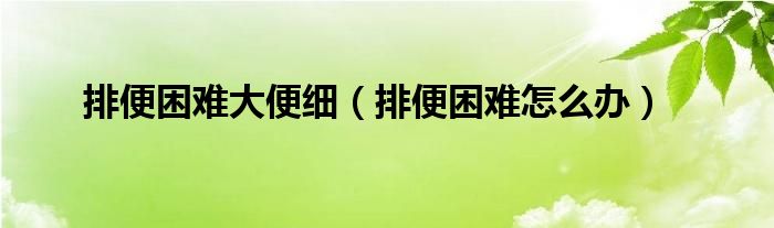 排便困難大便細(xì)（排便困難怎么辦）