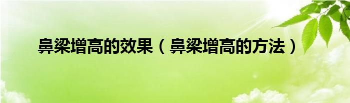 鼻梁增高的效果（鼻梁增高的方法）