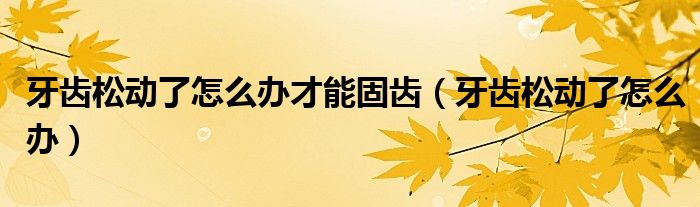 牙齒松動(dòng)了怎么辦才能固齒（牙齒松動(dòng)了怎么辦）