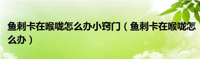 魚刺卡在喉嚨怎么辦小竅門（魚刺卡在喉嚨怎么辦）