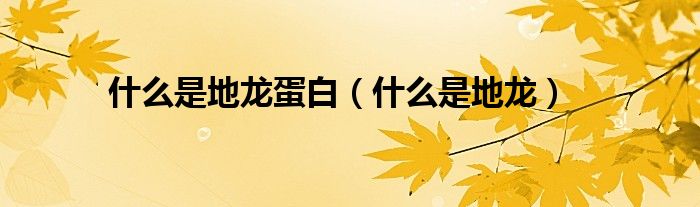 什么是地龍蛋白（什么是地龍）