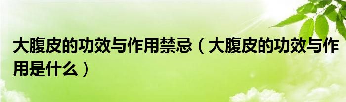 大腹皮的功效與作用禁忌（大腹皮的功效與作用是什么）