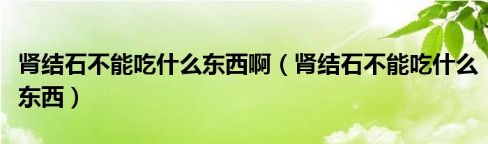 腎結石不能吃什么東西啊（腎結石不能吃什么東西）