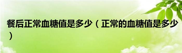 餐后正常血糖值是多少（正常的血糖值是多少）