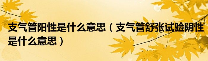支氣管陽性是什么意思（支氣管舒張?jiān)囼?yàn)陰性是什么意思）