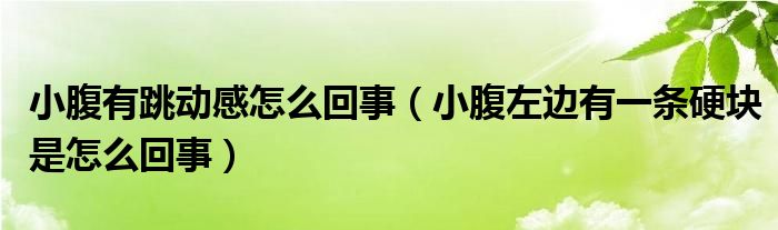 小腹有跳動感怎么回事（小腹左邊有一條硬塊是怎么回事）