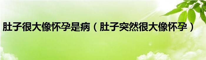 肚子很大像懷孕是病（肚子突然很大像懷孕）