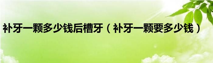 補(bǔ)牙一顆多少錢后槽牙（補(bǔ)牙一顆要多少錢）