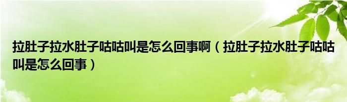 拉肚子拉水肚子咕咕叫是怎么回事?。ɡ亲永亲庸竟窘惺窃趺椿厥拢? /></span>
		<span id=