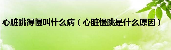 心臟跳得慢叫什么?。ㄐ呐K慢跳是什么原因）