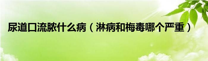 尿道口流膿什么?。懿『兔范灸膫€嚴重）