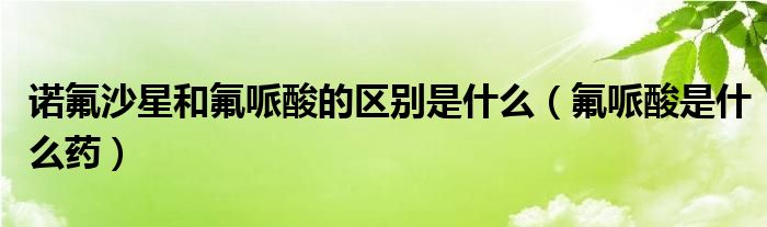 諾氟沙星和氟哌酸的區(qū)別是什么（氟哌酸是什么藥）