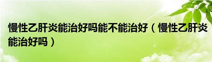 慢性乙肝炎能治好嗎能不能治好(慢性乙肝炎能治好嗎)