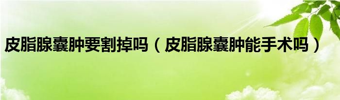 皮脂腺囊腫要割掉嗎(皮脂腺囊腫能手術(shù)嗎)