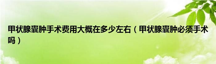甲狀腺囊腫手術(shù)費用大概在多少左右（甲狀腺囊腫必須手術(shù)嗎）