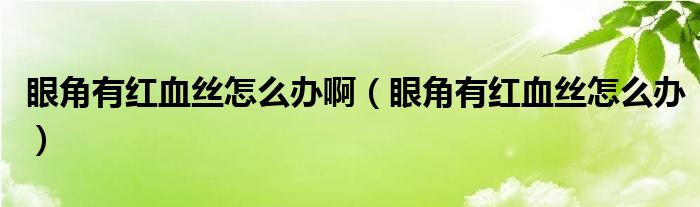 眼角有紅血絲怎么辦?。ㄑ劢怯屑t血絲怎么辦）