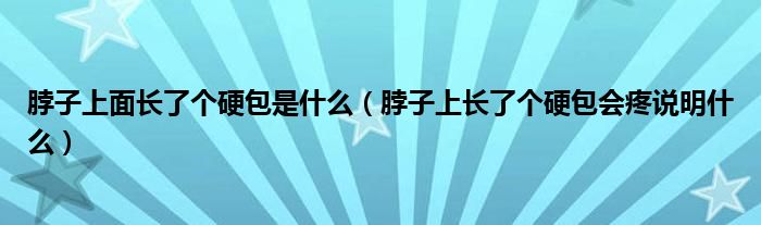 脖子上面長(zhǎng)了個(gè)硬包是什么（脖子上長(zhǎng)了個(gè)硬包會(huì)疼說(shuō)明什么）