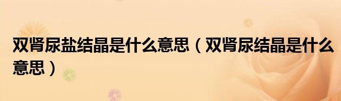雙腎尿鹽結(jié)晶是什么意思（雙腎尿結(jié)晶是什么意思）