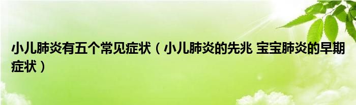 小兒肺炎有五個(gè)常見癥狀(小兒肺炎的先兆 寶寶肺炎的早期癥狀)