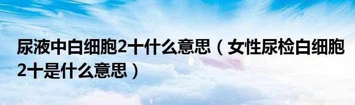 尿液中白細胞2十什么意思（女性尿檢白細胞2十是什么意思）
