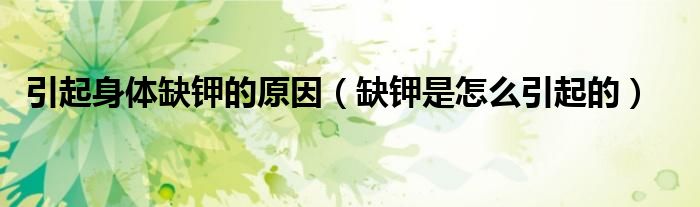 引起身體缺鉀的原因（缺鉀是怎么引起的）