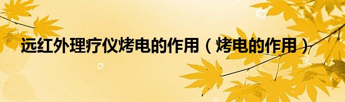 遠紅外理療儀烤電的作用(烤電的作用)