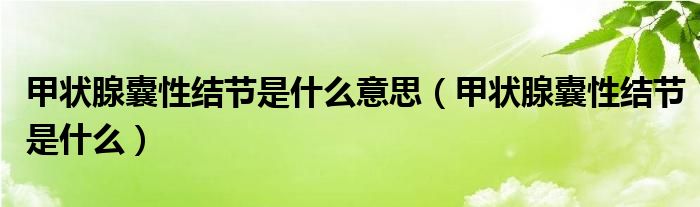 甲狀腺囊性結(jié)節(jié)是什么意思（甲狀腺囊性結(jié)節(jié)是什么）