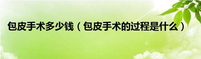 包皮手術多少錢(包皮手術的過程是什么)