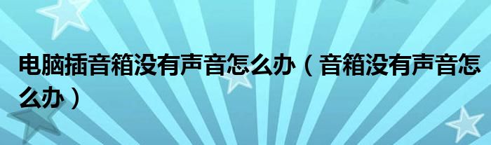 電腦插音箱沒(méi)有聲音怎么辦（音箱沒(méi)有聲音怎么辦）