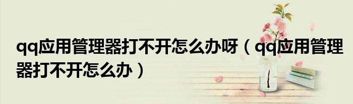 qq應用管理器打不開怎么辦呀（qq應用管理器打不開怎么辦）