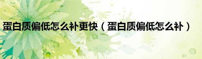 蛋白質(zhì)偏低怎么補(bǔ)更快(蛋白質(zhì)偏低怎么補(bǔ))