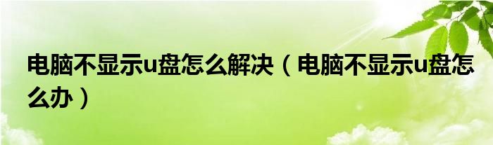 電腦不顯示u盤怎么解決(電腦不顯示u盤怎么辦)