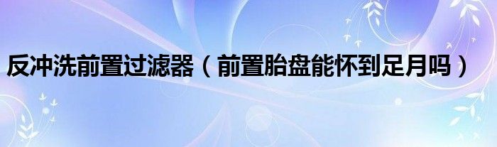 反沖洗前置過濾器（前置胎盤能懷到足月嗎）