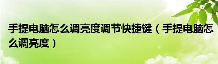 手提電腦怎么調(diào)亮度調(diào)節(jié)快捷鍵（手提電腦怎么調(diào)亮度）
