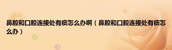 鼻腔和口腔連接處有痰怎么辦?。ū乔缓涂谇贿B接處有痰怎么辦）