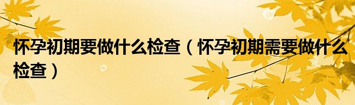 懷孕初期要做什么檢查（懷孕初期需要做什么檢查）