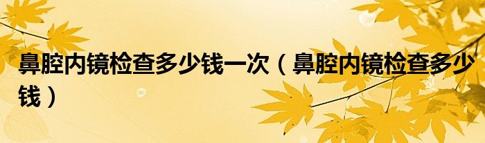鼻腔內(nèi)鏡檢查多少錢(qián)一次(鼻腔內(nèi)鏡檢查多少錢(qián))