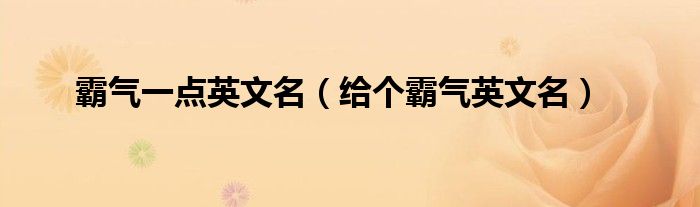 霸氣一點英文名（給個霸氣英文名）